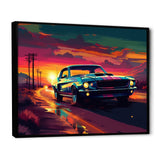 Green And Pink Muscle Car Melodies - Cars Off-Road Canvas Wall Art