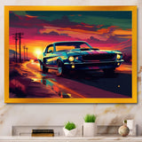 Green And Pink Muscle Car Melodies - Cars Off-Road Canvas Wall Art