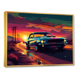 Green And Pink Muscle Car Melodies - Cars Off-Road Canvas Wall Art