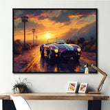 Blue And Yellow Vintage Classic Car - Cars Retro Canvas Wall Art