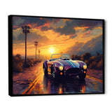 Blue And Yellow Vintage Classic Car - Cars Retro Canvas Wall Art
