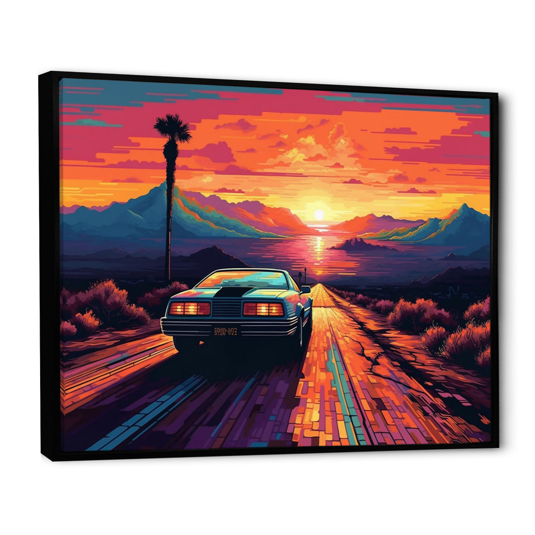 Orange And Blue Vintage Classic Car - Cars Retro Canvas Wall Art