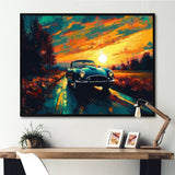 Green And Yellow Vintage Classic Car I - Cars Retro Canvas Wall Art