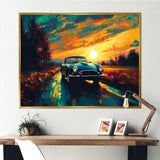 Green And Yellow Vintage Classic Car I - Cars Retro Canvas Wall Art