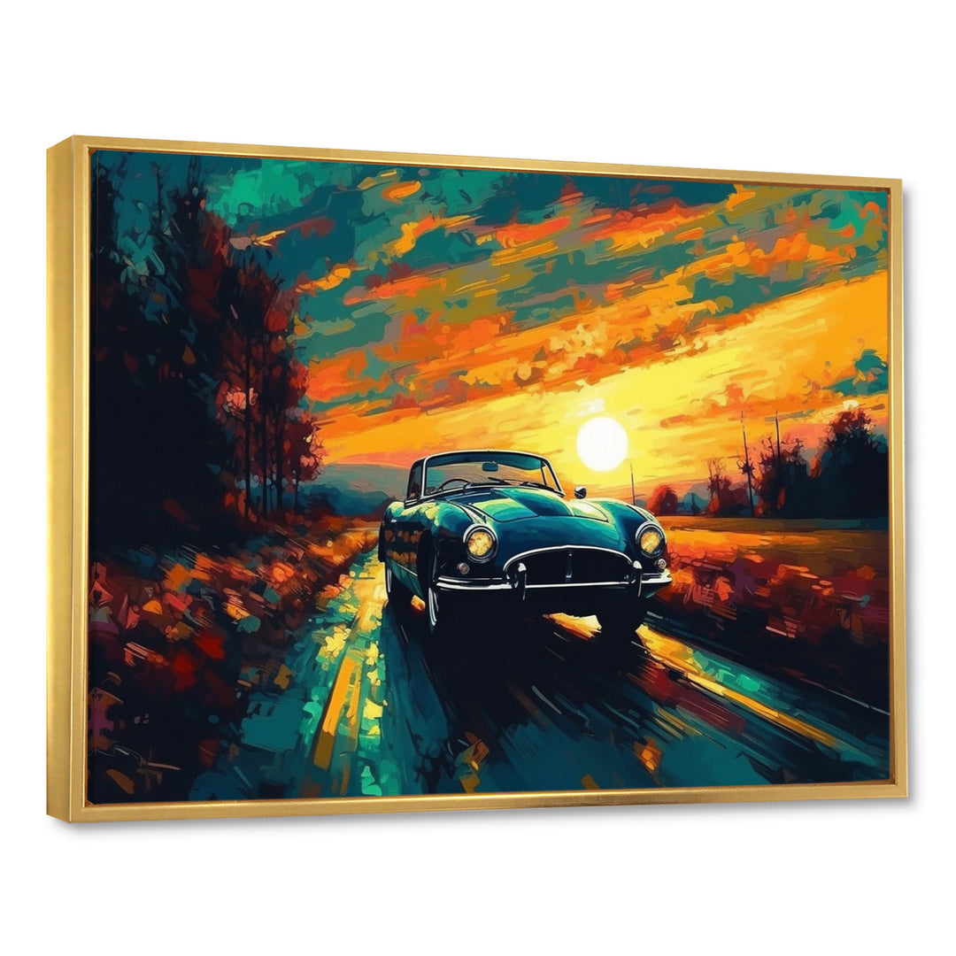 Green And Yellow Vintage Classic Car I - Cars Retro Canvas Wall Art