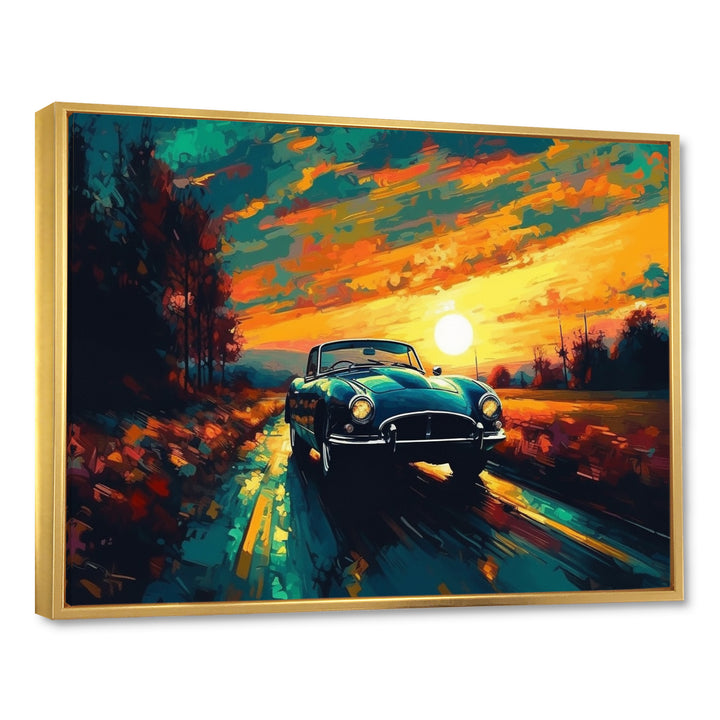 Green And Yellow Vintage Classic Car I - Cars Retro Canvas Wall Art