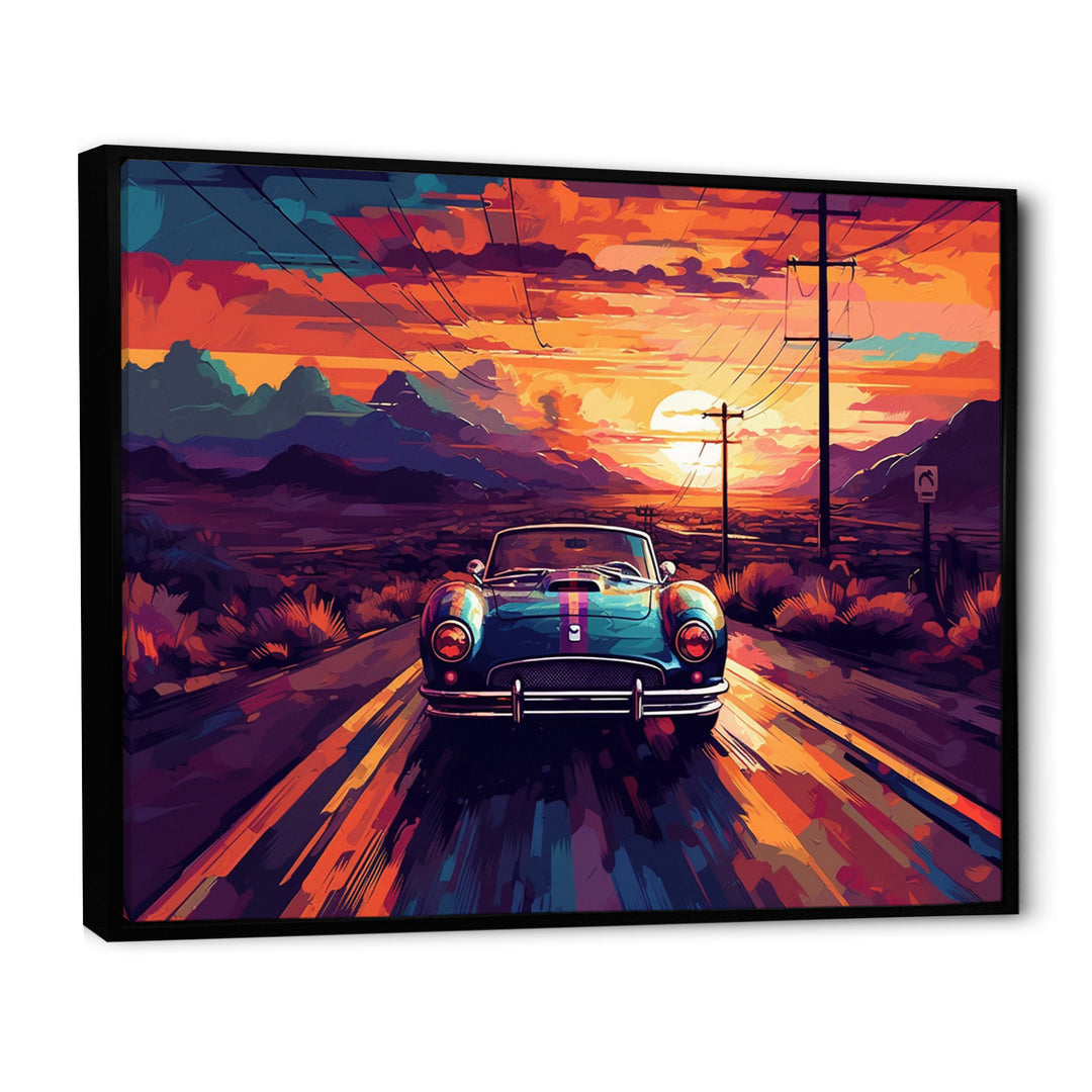 Orange And Purple Vintage Classic Car - Cars Retro Canvas Wall Art