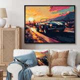 Blue And Yellow Vintage Car Charisma I - Cars Retro Canvas Wall Art