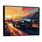 Blue And Yellow Vintage Car Charisma I - Cars Retro Canvas Wall Art