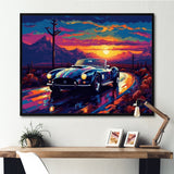 Blue And Purple Vintage Car Charisma - Cars Retro Canvas Wall Art