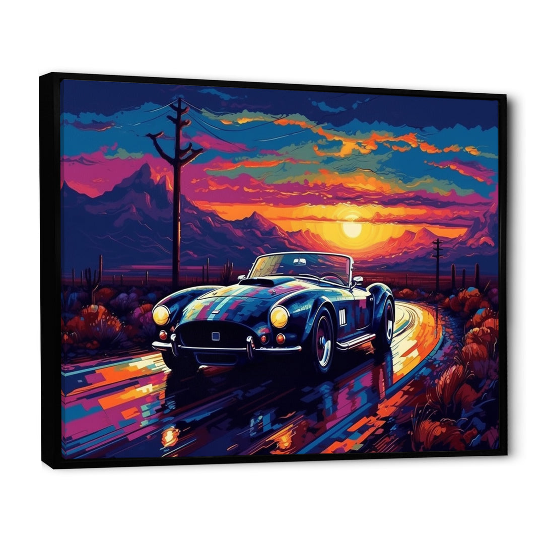 Blue And Purple Vintage Car Charisma - Cars Retro Canvas Wall Art