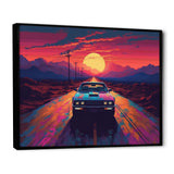 Pink And Blue Vintage Car Charisma - Cars Retro Canvas Wall Art