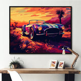 Blue And Pink Artistic Portrayals Of Muscle Cars - Cars Off-Road Canvas Wall Art