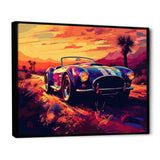 Blue And Pink Artistic Portrayals Of Muscle Cars - Cars Off-Road Canvas Wall Art
