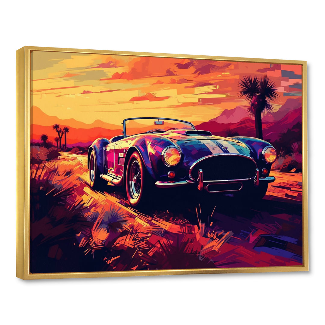 Blue And Pink Artistic Portrayals Of Muscle Cars - Cars Off-Road Canvas Wall Art