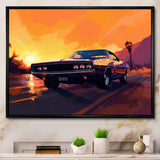 Yellow And Purple Artistic Portrayals Of Muscle Cars - Cars Off-Road Canvas Wall Art