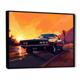 Yellow And Purple Artistic Portrayals Of Muscle Cars - Cars Off-Road Canvas Wall Art