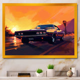 Yellow And Purple Artistic Portrayals Of Muscle Cars - Cars Off-Road Canvas Wall Art