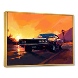Yellow And Purple Artistic Portrayals Of Muscle Cars - Cars Off-Road Canvas Wall Art