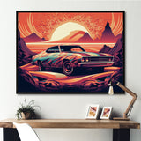 Orange And Purple Artistic Portrayals Of Muscle Cars - Cars Off-Road Canvas Wall Art