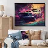 Pink And Green Exquisite Muscle Cars I - Cars Off-Road Canvas Wall Art