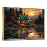 Autumn Sunset Cottage I - Landscapes Canvas Wall Art