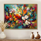 Red Vibrant Garden Symphony III - Floral Canvas Wall Art