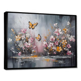 Flowers With White Butterflies II - Floral Canvas Wall Art