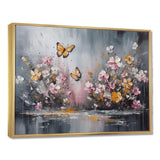 Flowers With White Butterflies II - Floral Canvas Wall Art