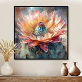 Orange Green Cactus Flower III - Floral Canvas Wall Art