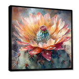 Orange Green Cactus Flower III - Floral Canvas Wall Art