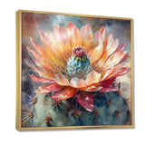 Orange Green Cactus Flower III - Floral Canvas Wall Art