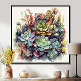 Green Red Cactus Scenery III - Floral Canvas Wall Art