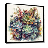 Green Red Cactus Scenery III - Floral Canvas Wall Art