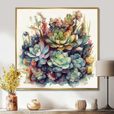 Green Red Cactus Scenery III - Floral Canvas Wall Art