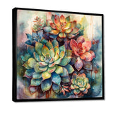 Green Red Cactus Scenery IV - Floral Canvas Wall Art