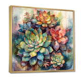 Green Red Cactus Scenery IV - Floral Canvas Wall Art