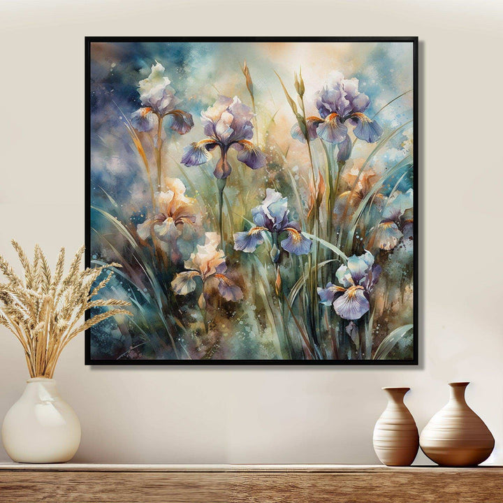 Purple Green Wild Iris I - Floral Canvas Wall Art