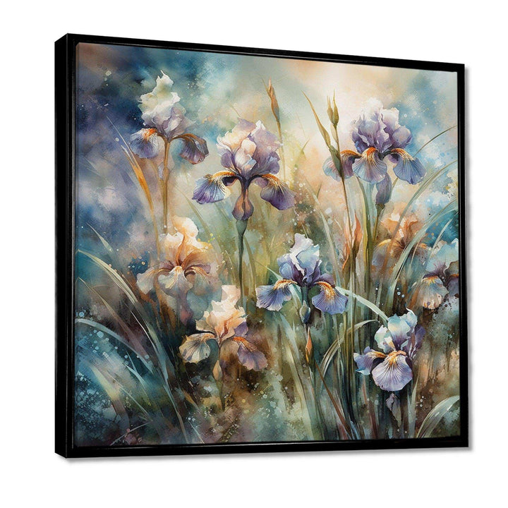 Purple Green Wild Iris I - Floral Canvas Wall Art