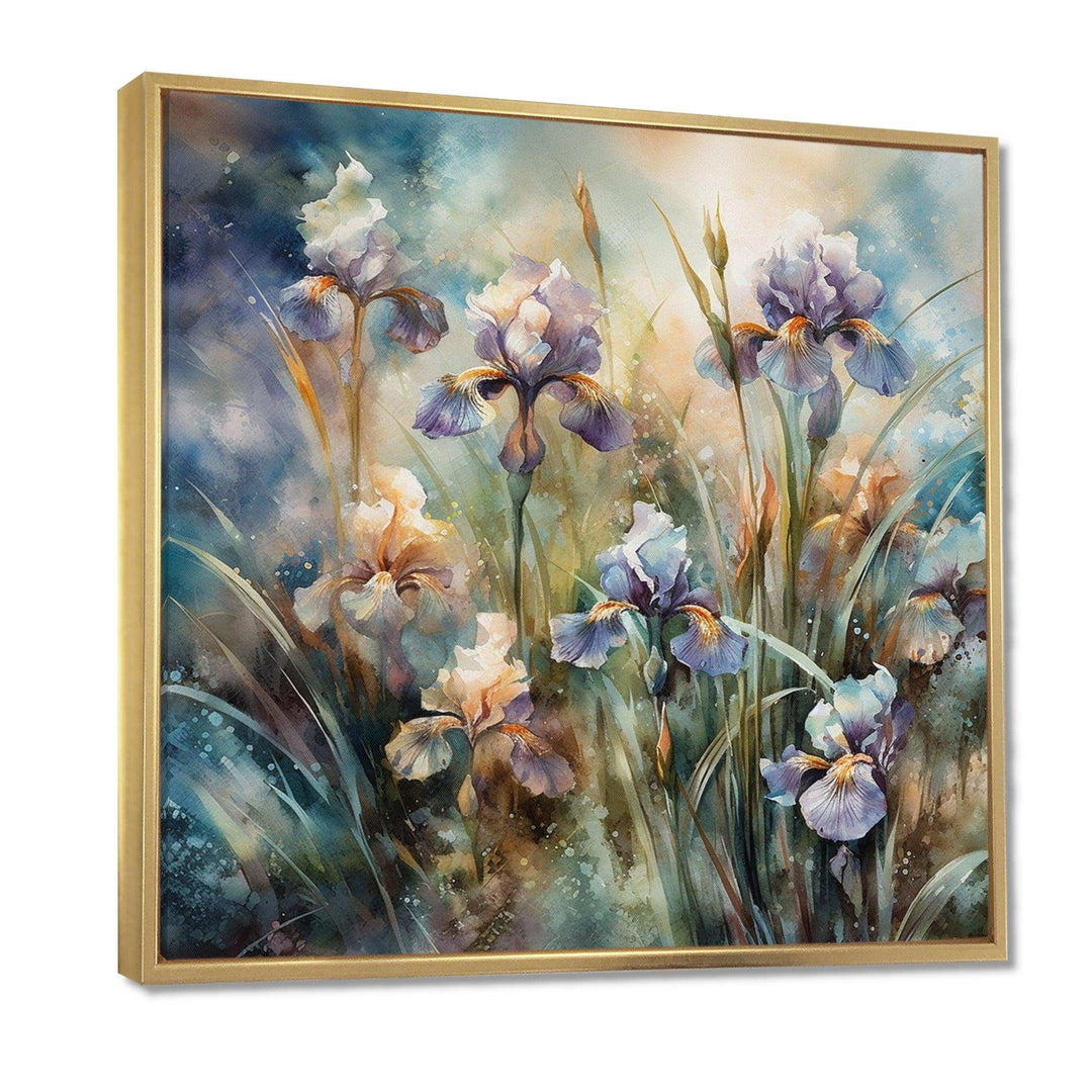 Purple Green Wild Iris I - Floral Canvas Wall Art