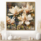 Cream Magnolia Symphony - Floral Canvas Wall Art