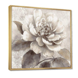 Grey Peonies On Branch II - Floral Canvas Wall Art