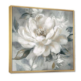 White Grey Peony Blooms In Motion I - Floral Canvas Wall Art