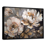 White Grey Peony Blooms In Motion IV - Floral Canvas Wall Art