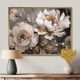 White Grey Peony Blooms In Motion IV - Floral Canvas Wall Art