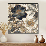 Blue Gold Peonies Symphony I - Floral Canvas Wall Art