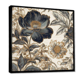 Blue Gold Peonies Symphony I - Floral Canvas Wall Art