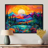 Vibrant Sunset Shining Over Mountains II - Landscapes Canvas Wall Art