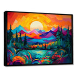 Vibrant Sunset Shining Over Mountains II - Landscapes Canvas Wall Art