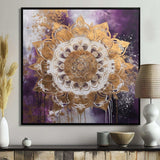 Purple And Gold Mandala II - Geometric Canvas Wall Art